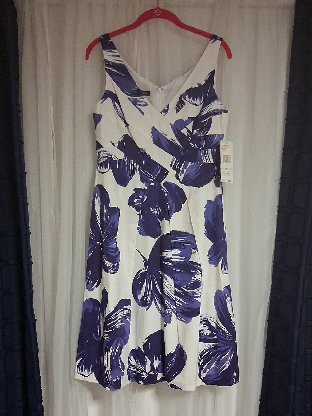 Express White Midi Dress with Bold Purple Floral Print